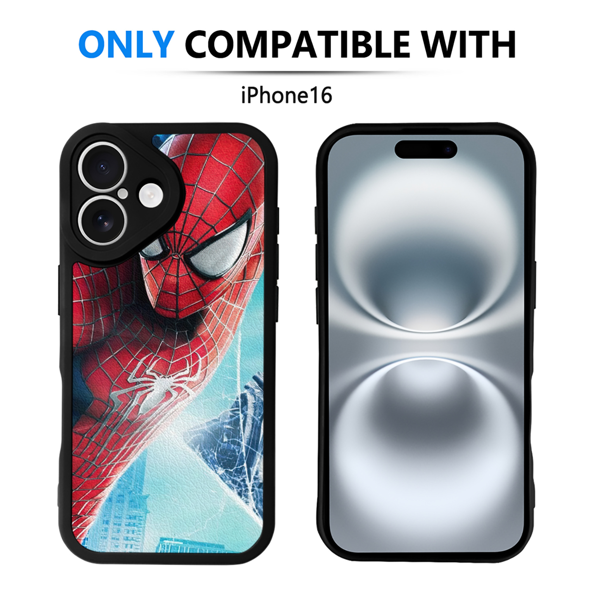 （画像用） Spider Man スパイダーマン 【iPhone 16シリーズ対応】シリコンスマホケース（レザー調） 材質：シリコン